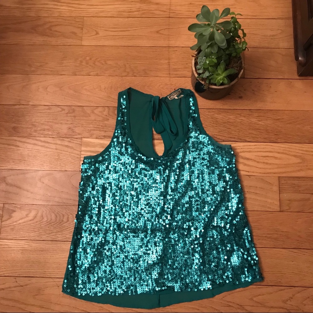 Sequin Open Back Tank Top